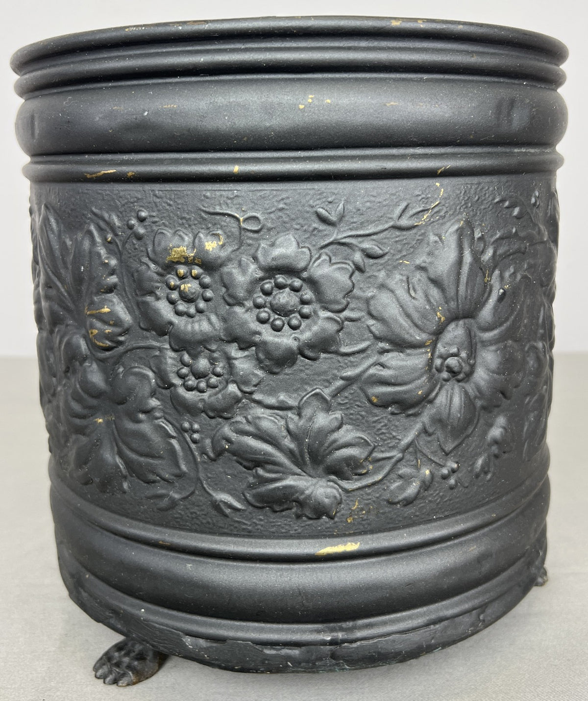 Plant Pot Vintage French Painted Brass Floral Jardiniere Planter LOT 6472