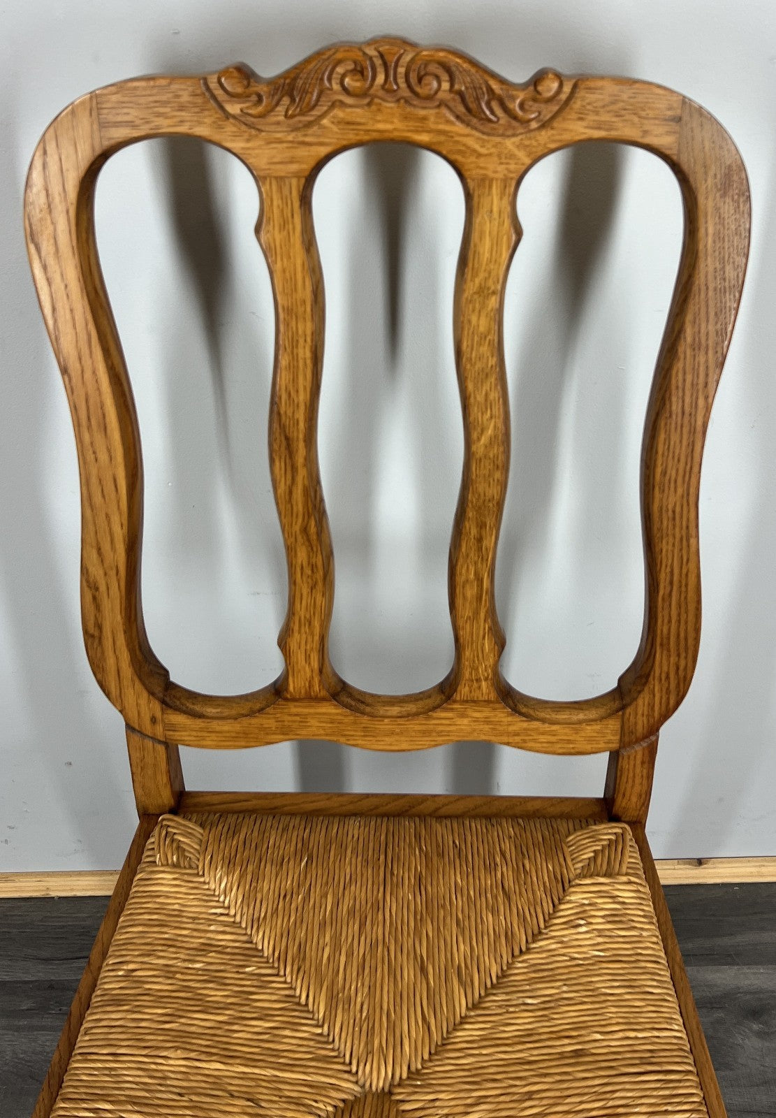 Chairs Vintage French Louis XVI Style Oak Upholstered Set of 4 Carved LOT 44038