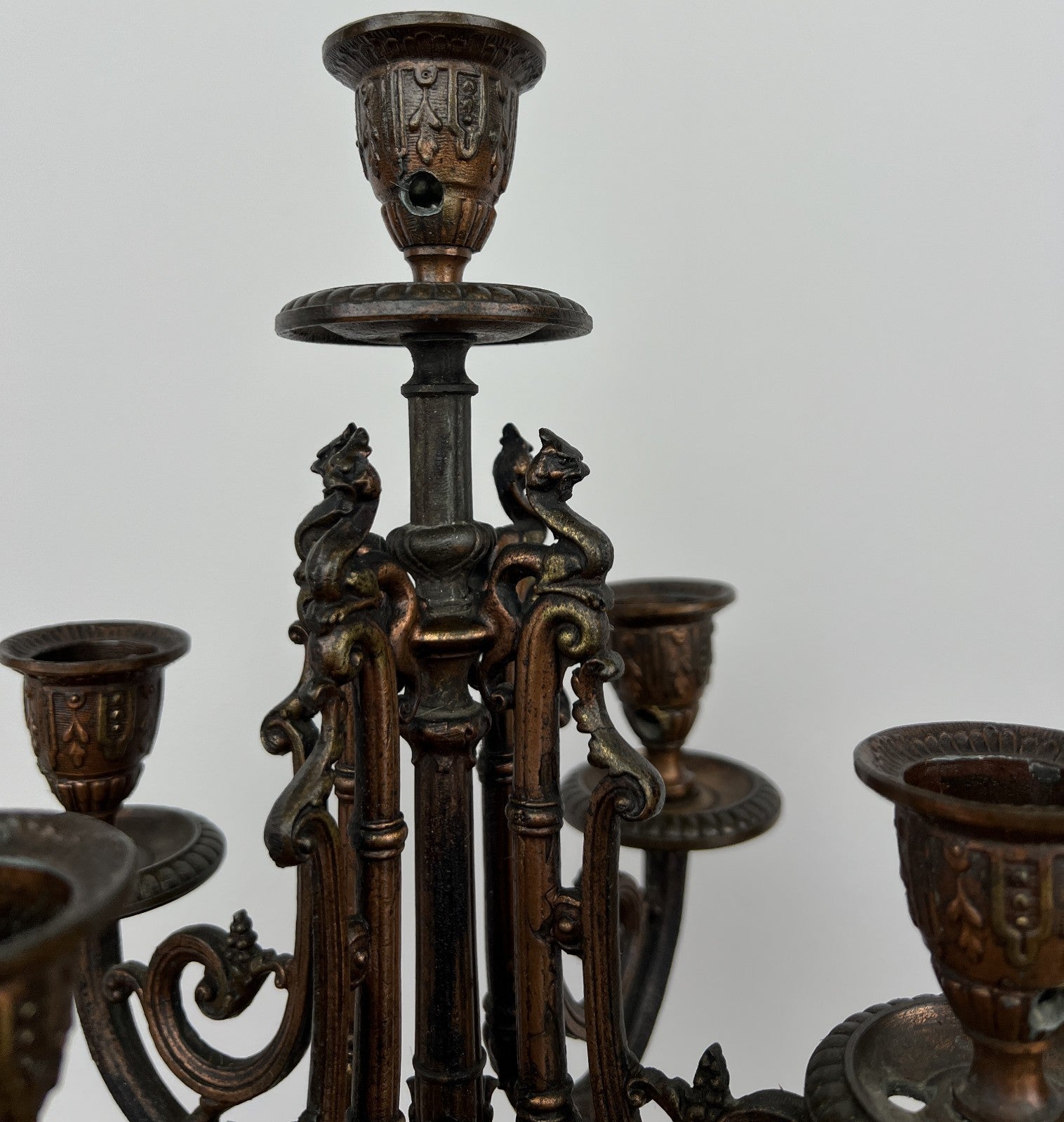 Candelabra Antique French Brass Marble 5 Arm Ornate Candle Holder LOT 49363