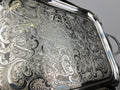 Serving Tray Vintage Metal Ornate Engraved Twin Handle English Tray LOT 6444