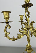 Pair of Candelabras Vintage French Brass Ornate 5 Arm Candle Holders LOT 64378