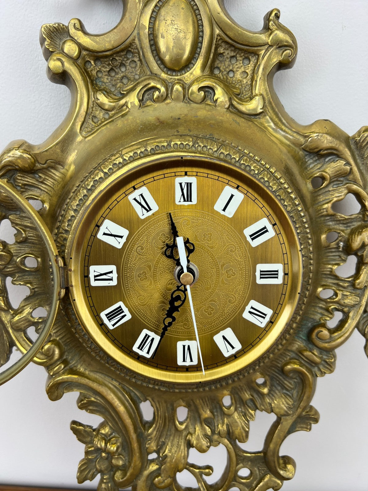 Wall Clock Vintage French Style Brass Hanging Clock Quartz Movement LOT 60497