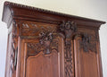 Wardrobe Antique French Style Walnut Two Door Carved Armoire LOT 6499