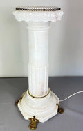 Pedestal Lamp Vintage French Style Alabaster Brass Lighting LOT 50870