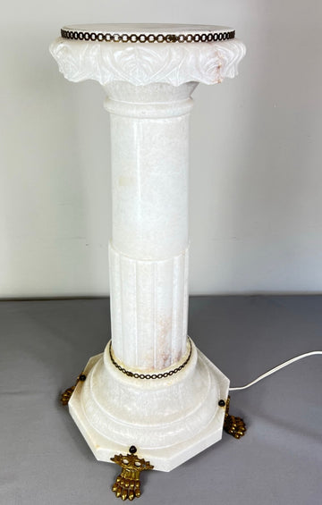 Pedestal Lamp Vintage French Style Alabaster Brass Lighting LOT 50870