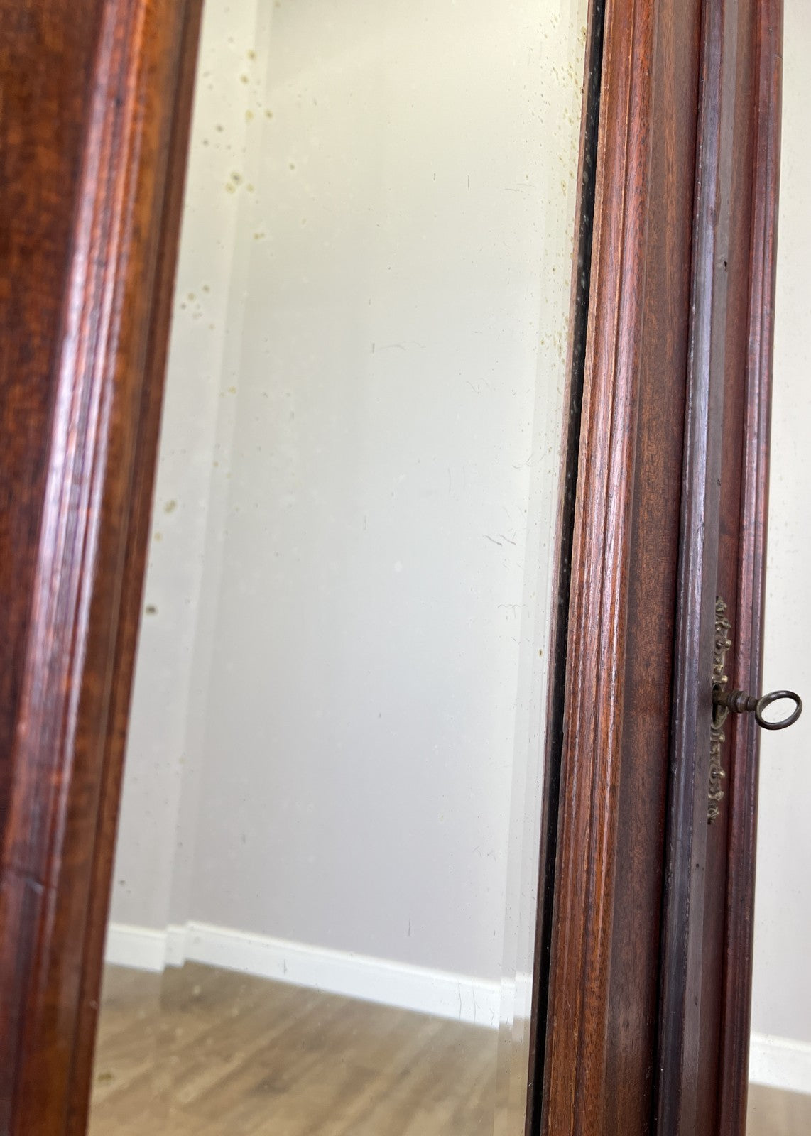 Wardrobe Antique French Style Walnut Two Door Mirrored Carved Armoire LOT 613319