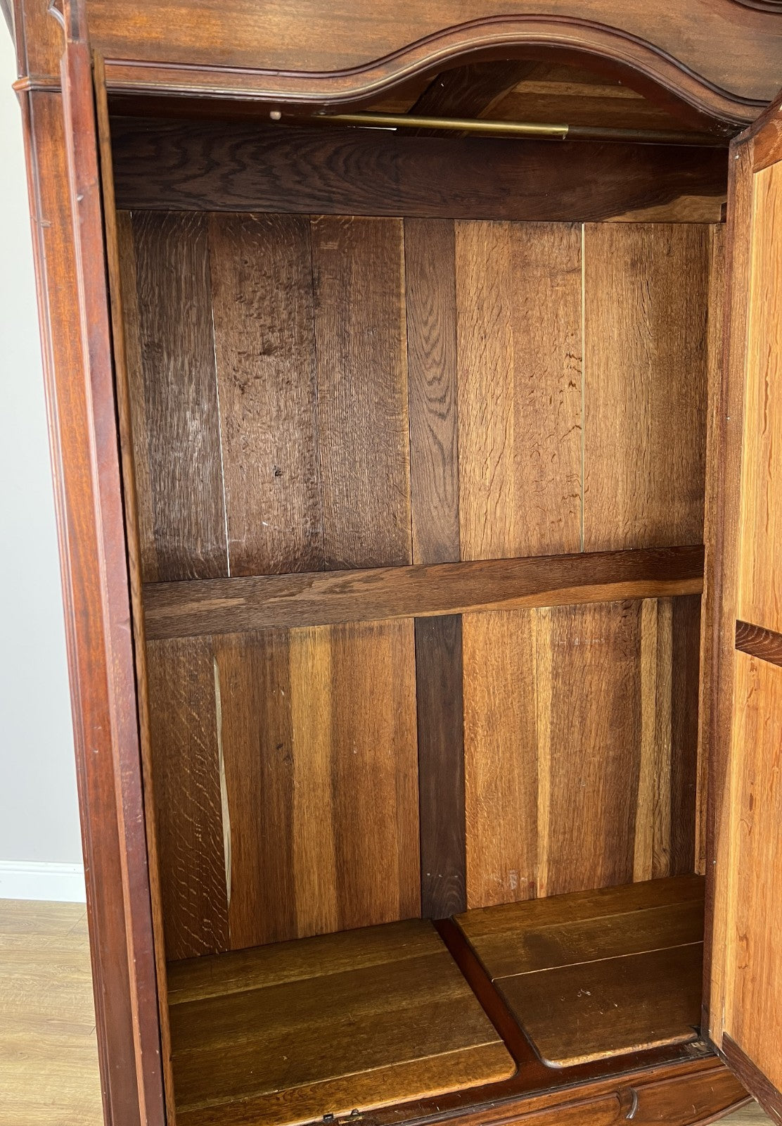 Wardrobe Antique French Style Walnut Two Door Mirrored Carved Armoire LOT 613320