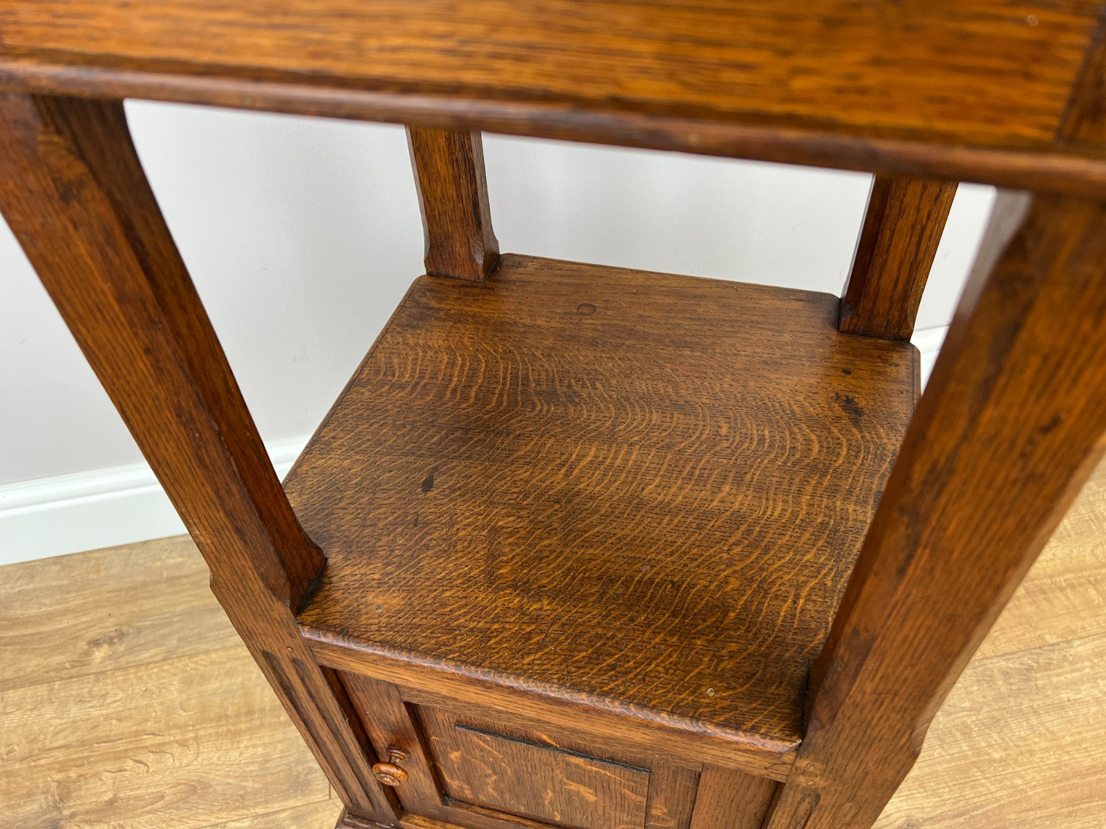 Bedside Table Antique French Style Marble Top Oak Cabinet Nightstand LOT 62367