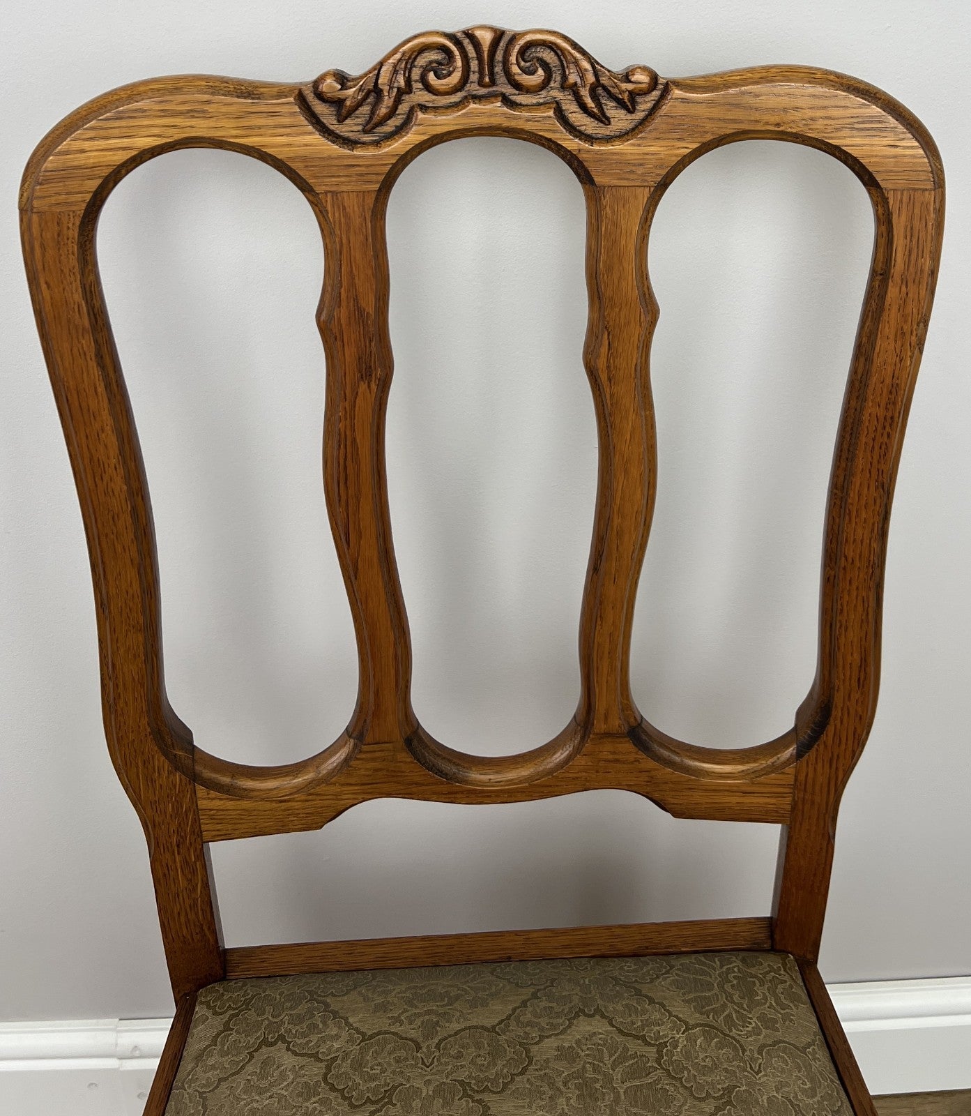 Dining Chairs Vintage French Louis Style Oak Set Upholstered Seats LOT 48858