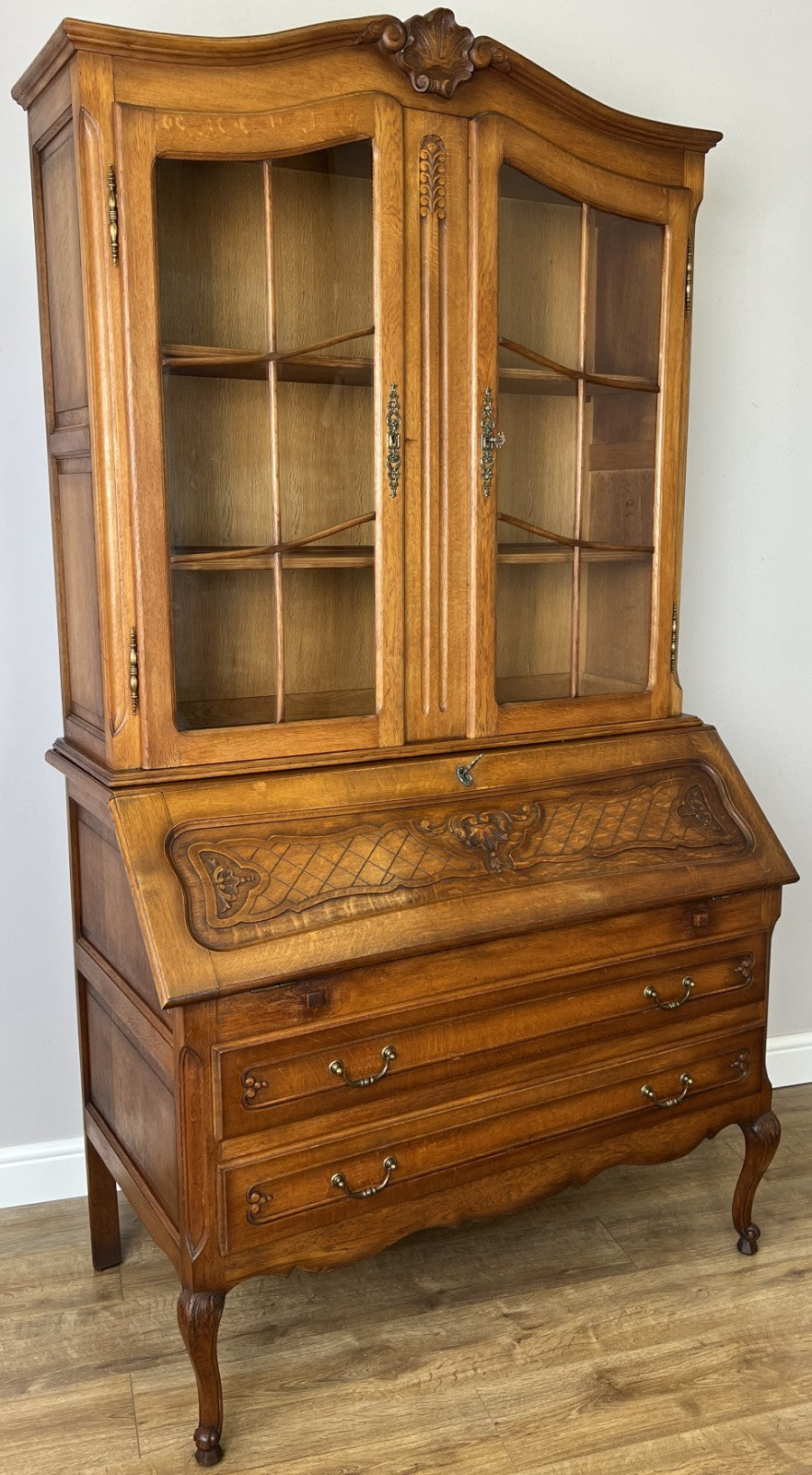 Cabinet Vintage French Louis XVI Oak Bureau Bookcase Display Cabinet LOT 63430