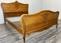 Bed Vintage French Louis XVI Oak Double Bed Frame Carved Headboard LOT 36671