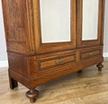 Wardrobe Antique French Style Oak Two Door Carved Mirrored Armoire LOT 616211