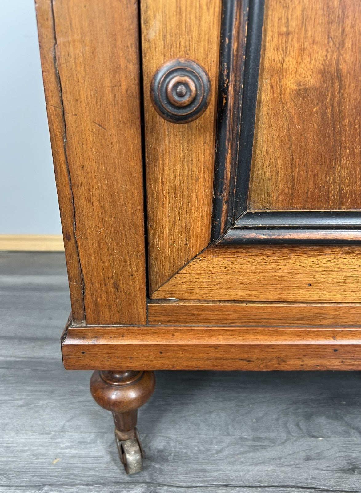 Bedside Table Antique French Style Marble Top Walnut Cupboard Cabinet LOT 40439