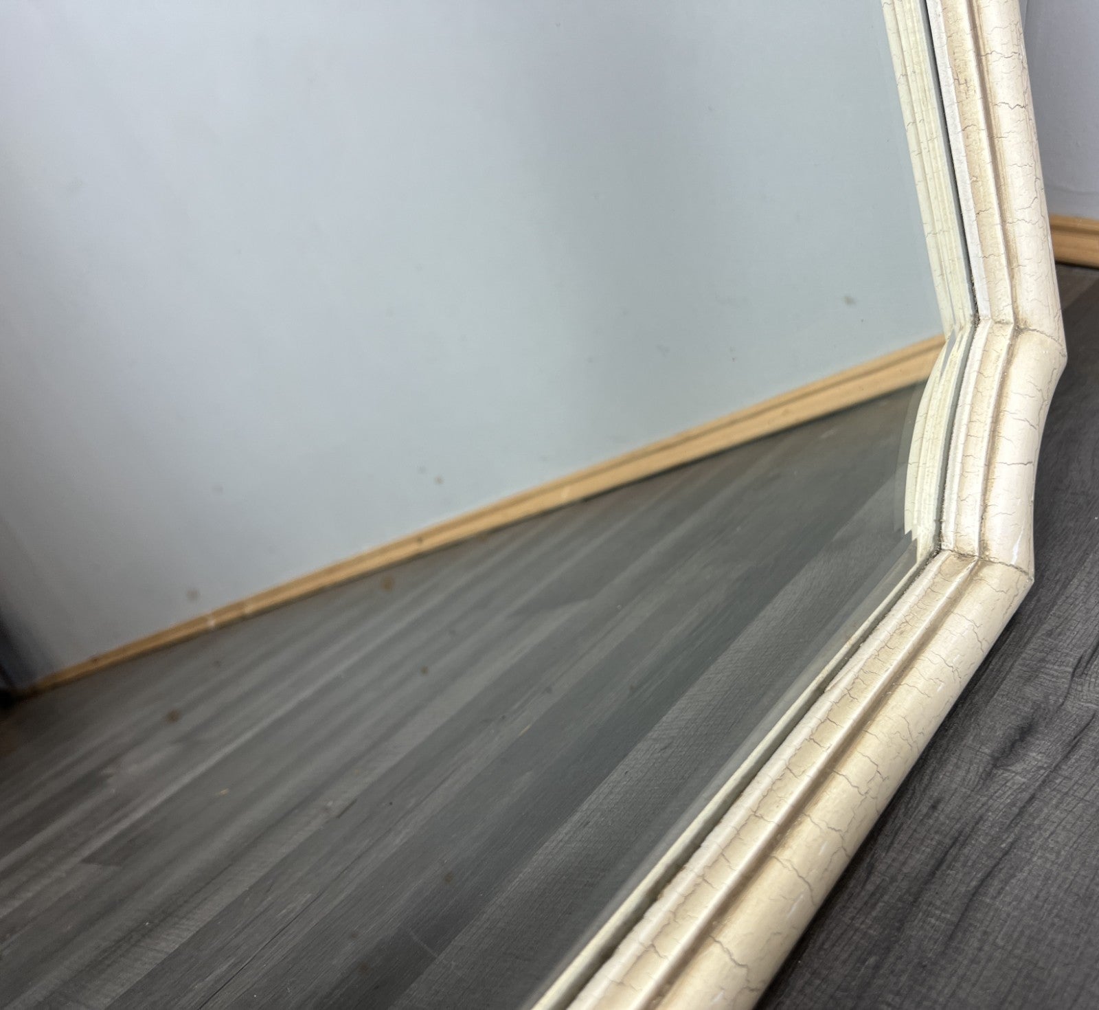 Vintage French Cream Wall Mirror Carved Ornate Shell Crest Frame LOT 43557