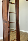 Wardrobe Antique French Style Oak Mirrored Two Drawers Carved Armoire LOT 6541