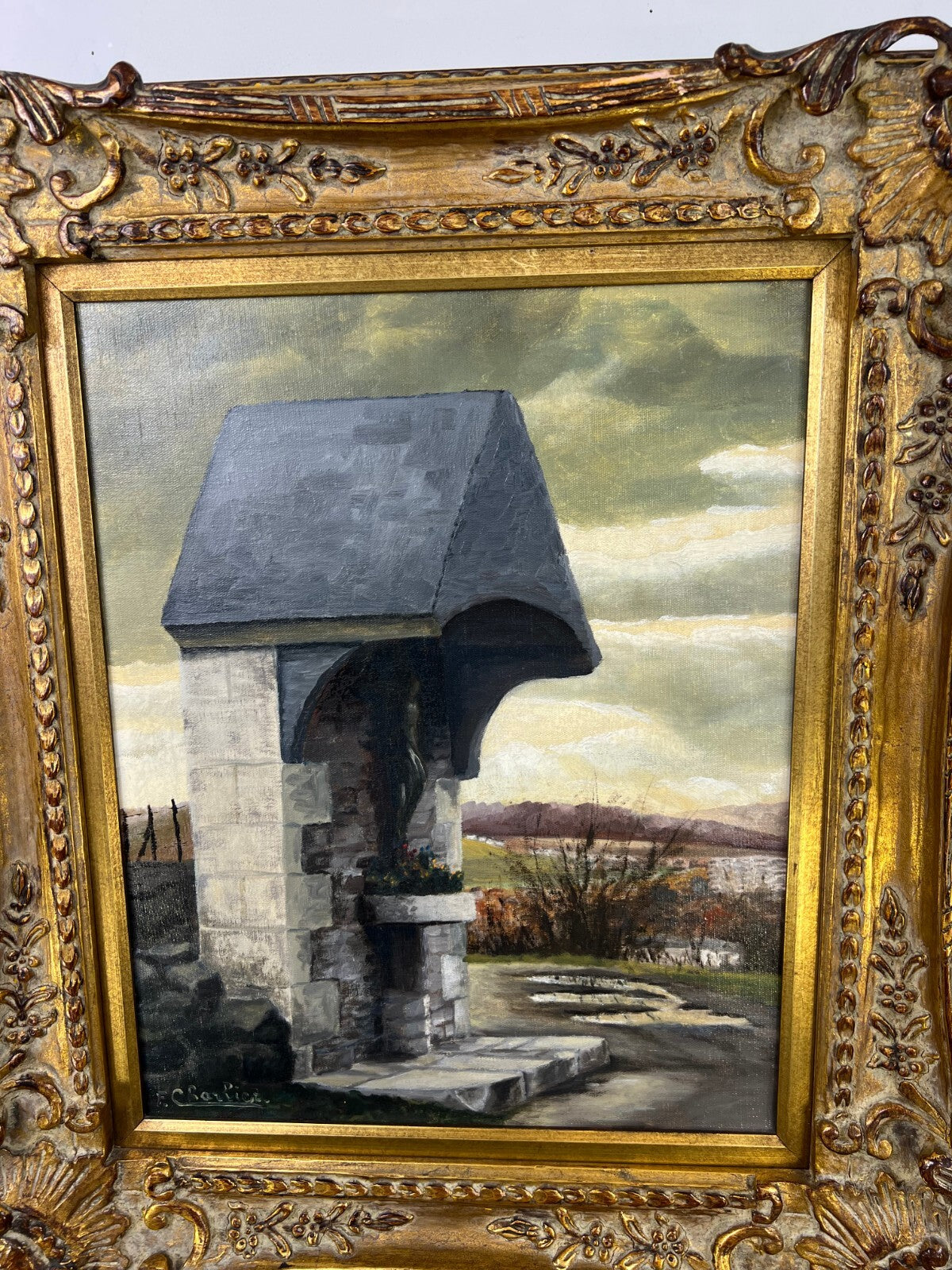 Oil Painting Vintage French Framed Landscape 71cm x 60cm Wall Art LOT 51234