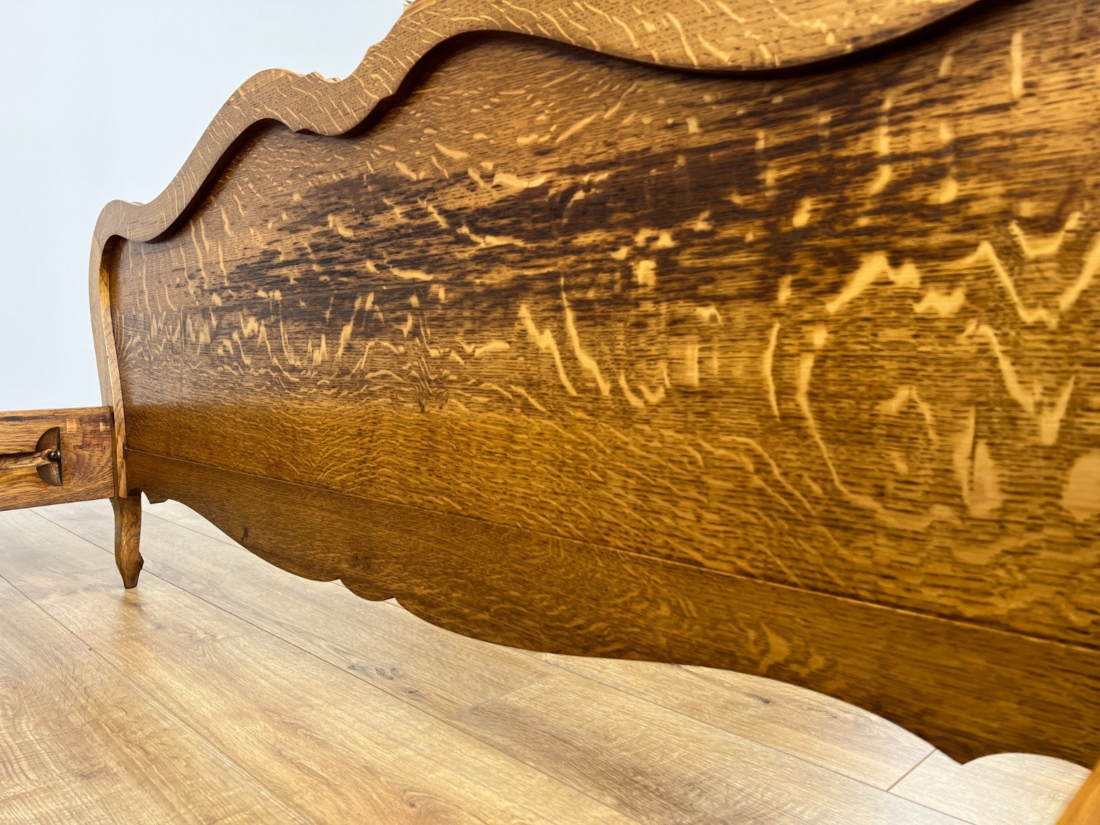 Bed Vintage French Louis XVI Double Bed Frame Oak Carved Headboard LOT 487610