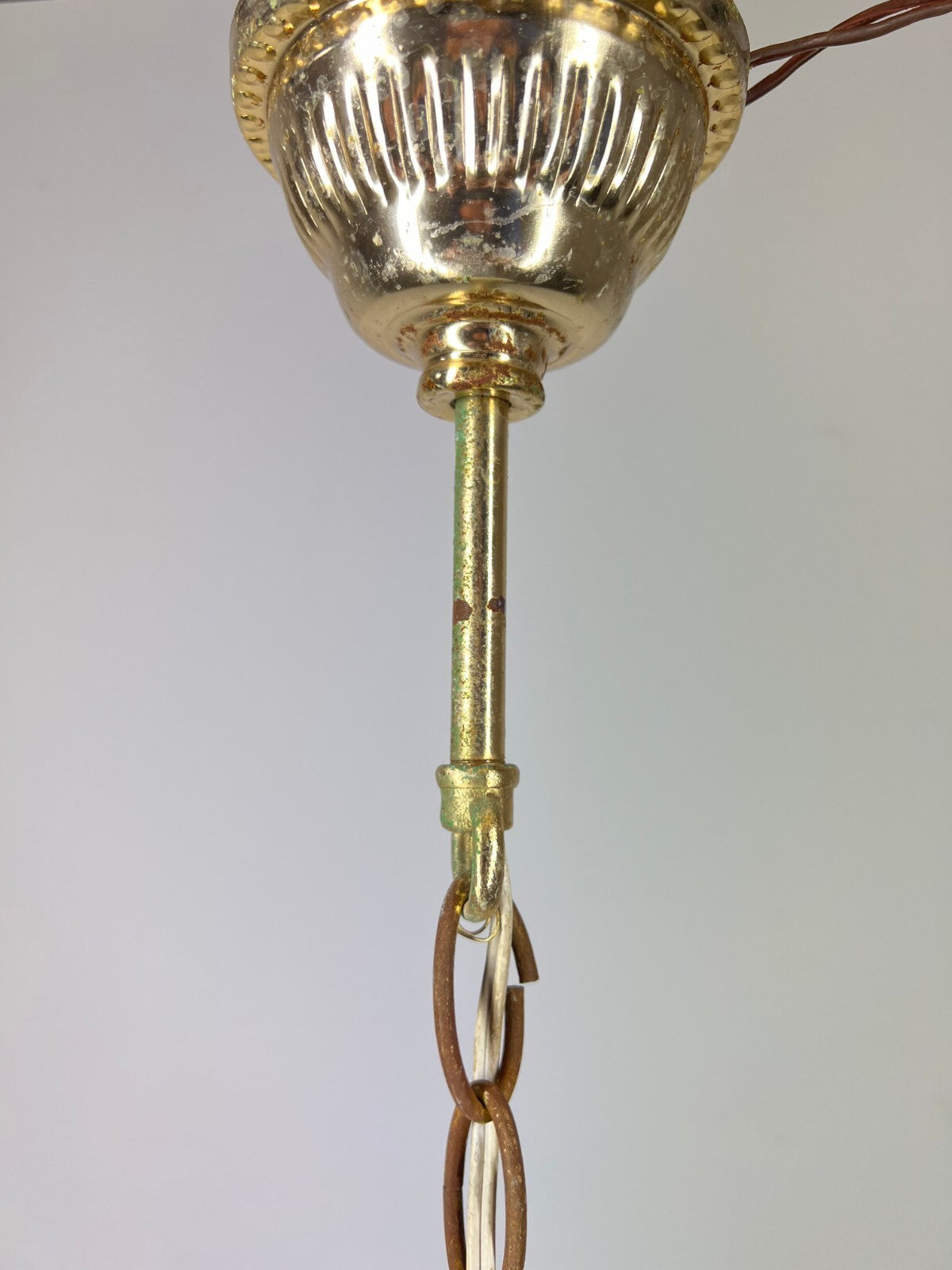 Ceiling Lamp Vintage Style Brass Pressed Crystal Pendant Chandelier LOT 520310