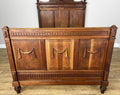 Bed Antique French Style Oak Double Bed Frame Carved Headboard LOT 60942