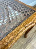 Coffee Table Vintage French Style Oak Carved Glass Top Side Table LOT 631010