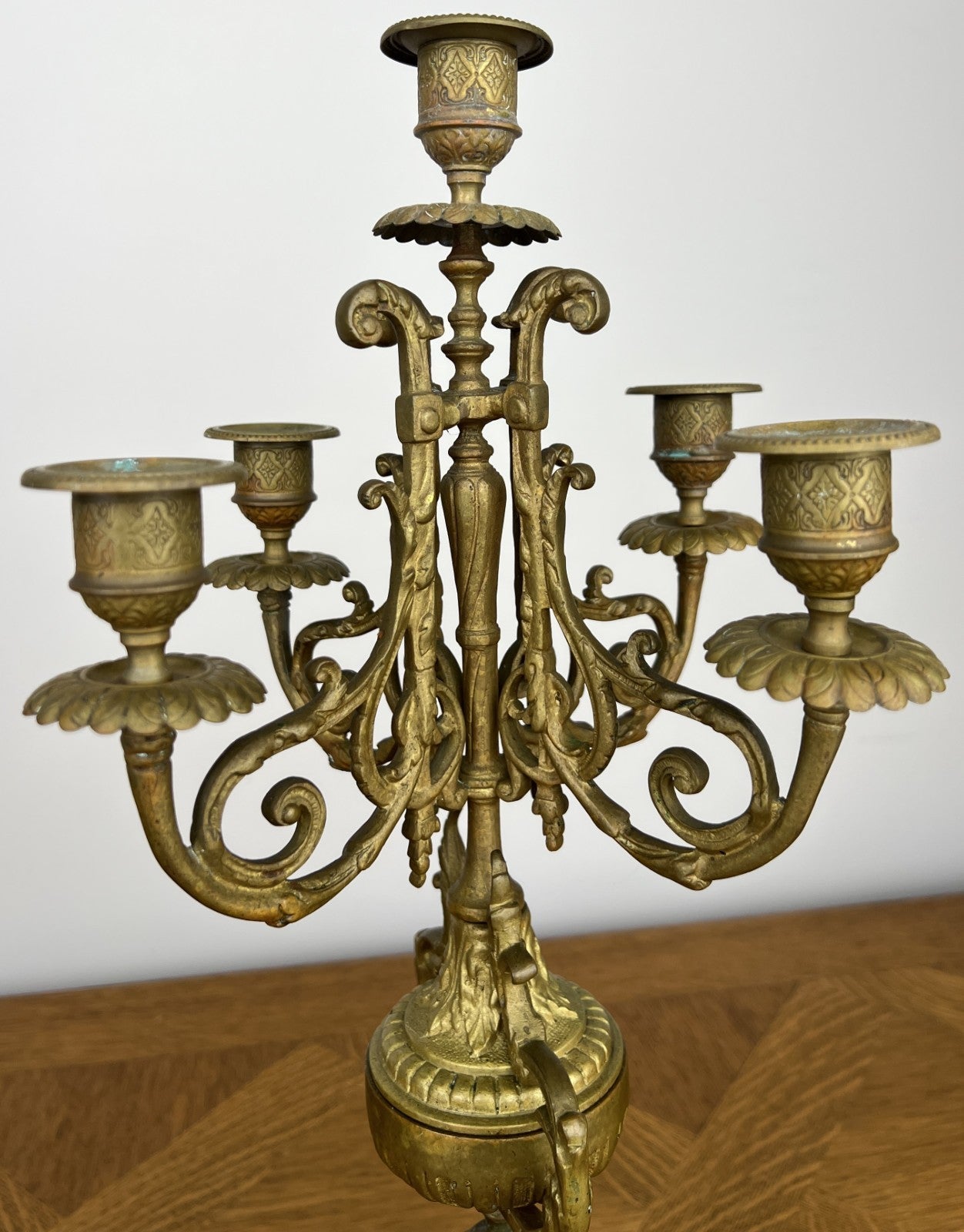 Pair of Candelabras Vintage French Style 5 Arm Ornate Candle Holders LOT 607011