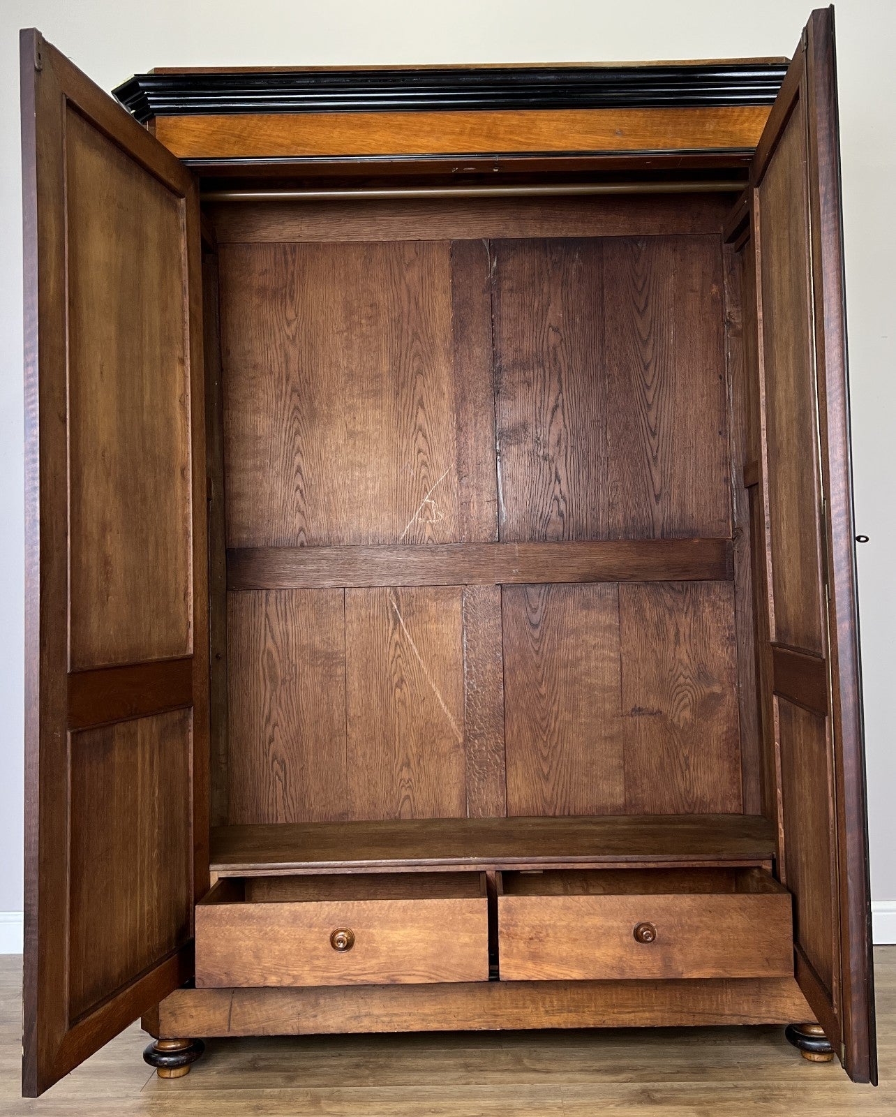 Wardrobe Antique French Style Walnut Two Door Carved Armoire Cabinet LOT 613215