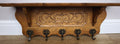French Vintage Coat Rack Oak 5 Hooks Wall Shelf Carved Coat Hanger LOT 60052