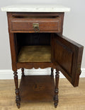 Bedside Table Antique French Style Marble Top Oak Cabinet Nightstand LOT 624611