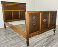 Bed Vintage French Style Oak Double Bed Frame Carved Headboard LOT 47291