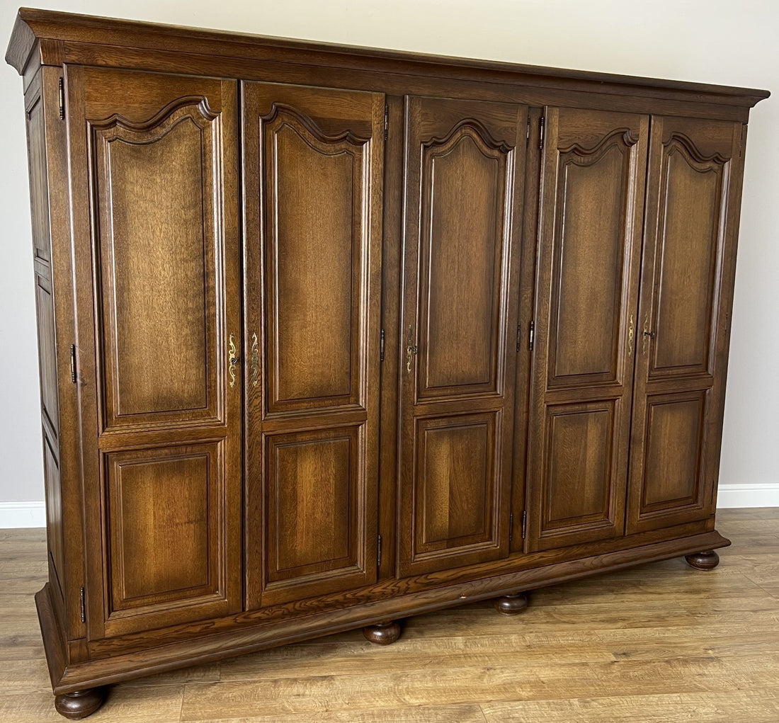 Wardrobe Vintage French Style Oak Four Door Carved Armoire LOT 49780
