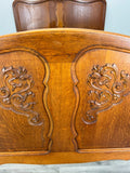 Bed Vintage French Louis Style Oak Double Bed Frame Carved Headboard LOT 473011
