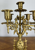 Mantel Clock Vintage French Style Architectural Brass Garniture Set LOT 464511