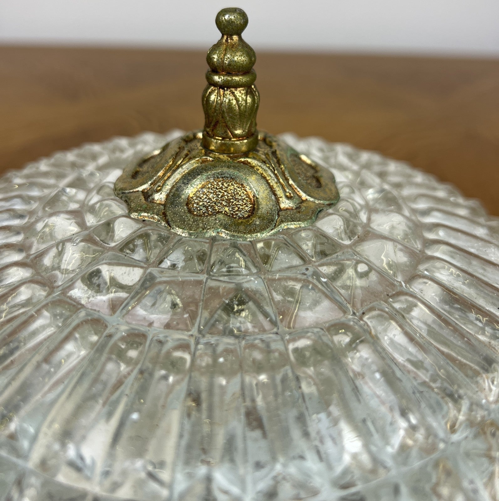 Ceiling Lamp Vintage French Pendant Cut Glass Flush Mount Light LOT 60714