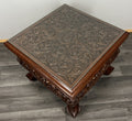 Plant Stand Coffee Table Chinese Mahogany Hand Carved Design Glass Top LOT 43272