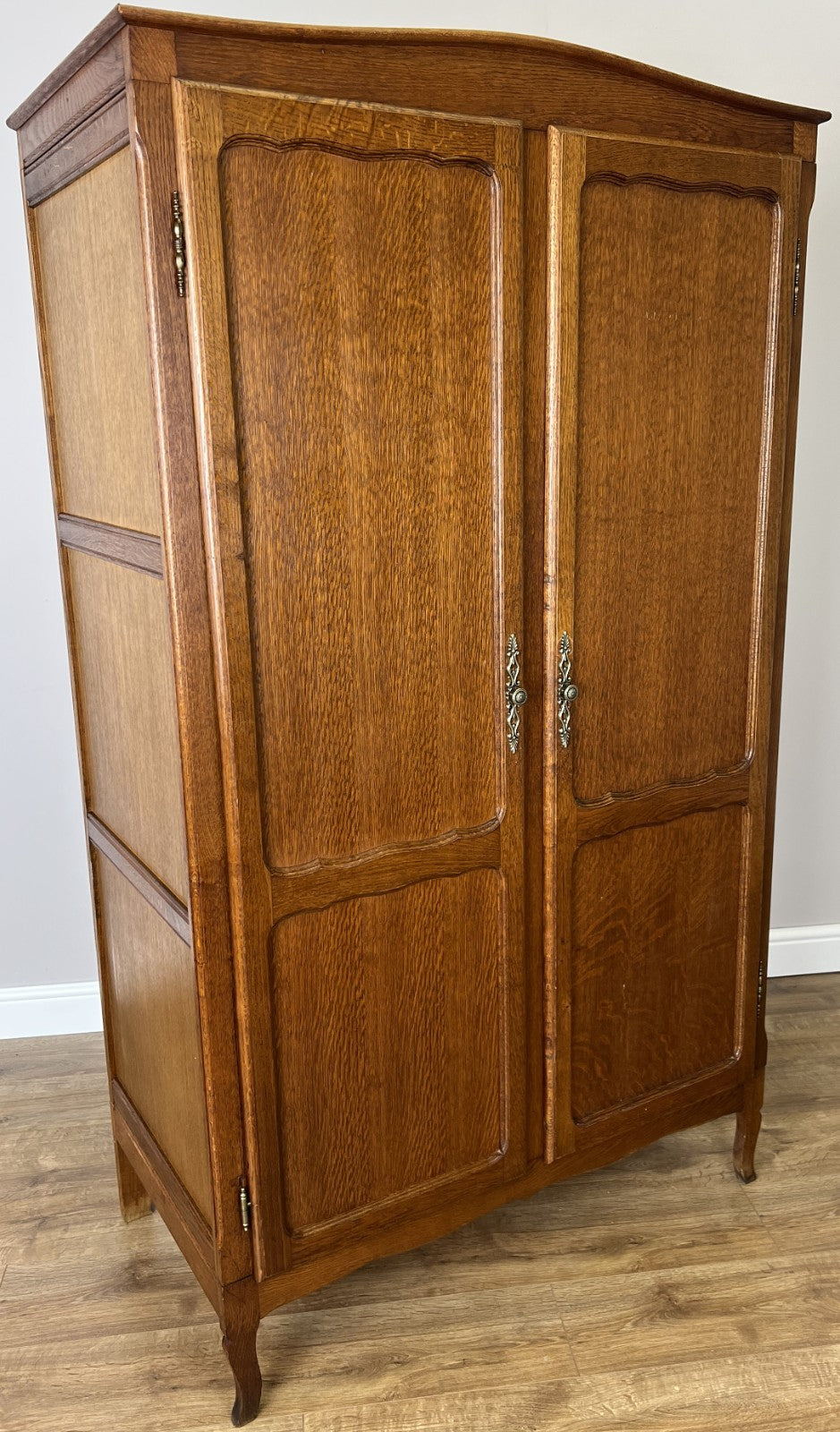 Wardrobe Vintage French Louis XVI Style Oak Two Door Carved Armoire LOT 48560