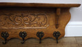 French Vintage Coat Rack Oak 5 Hooks Wall Shelf Carved Coat Hanger LOT 60054