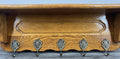 French Vintage Coat Rack Oak 5 Hooks Wall Shelf Carved Coat Hanger LOT 44942