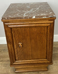 Pair of Bedside Tables Antique French Style Oak Marble Top Cabinets LOT 62184