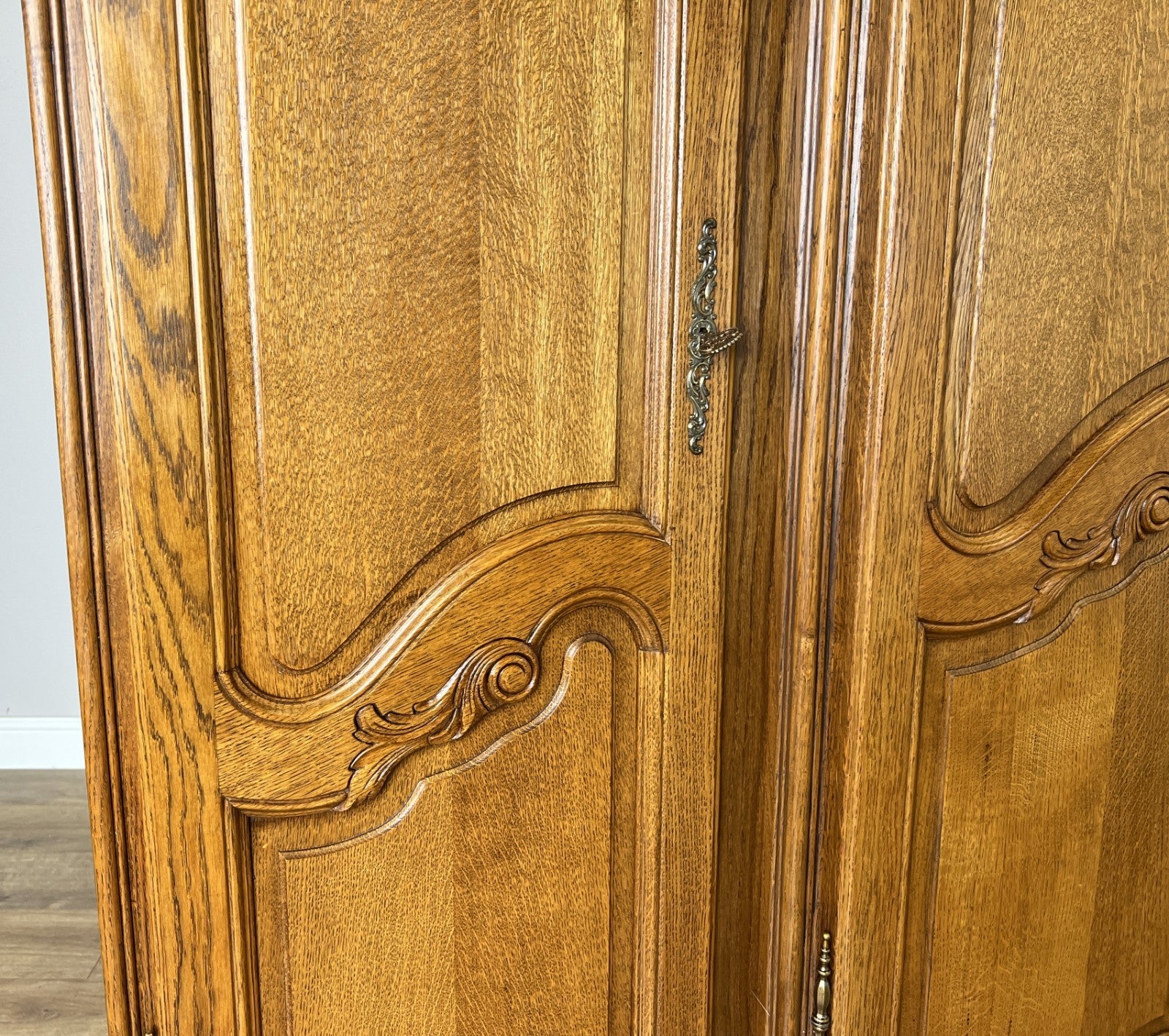 Wardrobe Vintage French Louis XVI Style Five Door Oak Carved Armoire LOT 61256