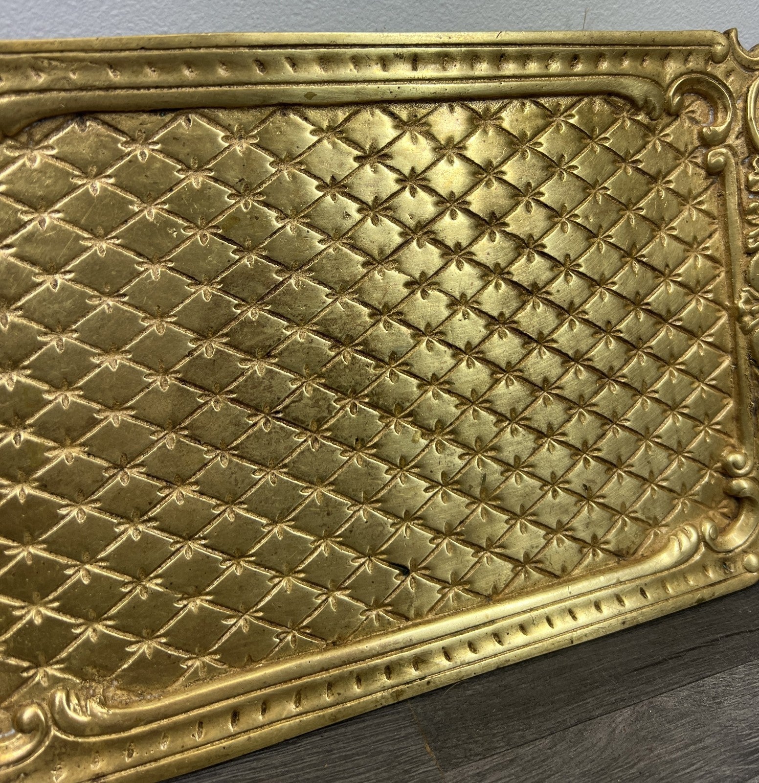 Tray Antique French Brass Ornate Serving Tray with Handles Decorative LOT 44596
