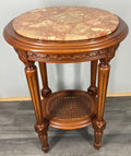 Plant Stand Vintage French Marble Top Round Display Table Cane Shelf LOT 42870