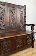 Monks Bench Antique French Style Oak Storage Hall Seat Coffee Bench LOT 629811