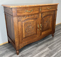 Cabinet Antique French Marble Top Oak Carved with Drawers Sideboard LOT 4070