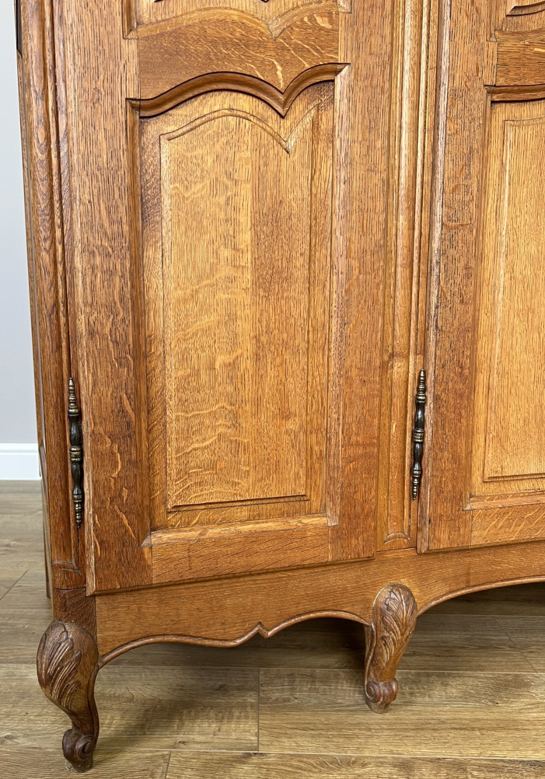 Wardrobe Vintage French Louis XVI Style Four Door Oak Carved Armoire LOT 64127