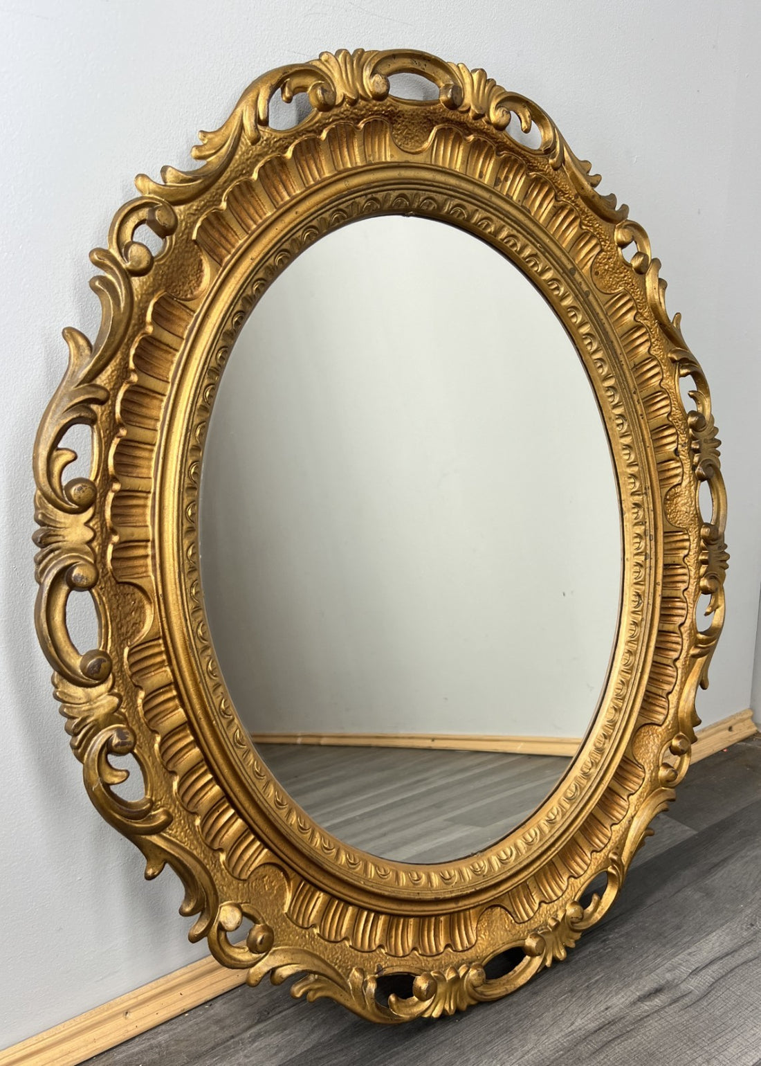 Vintage French Oval Wall Mirror with Ornate Rococo Frame Wall Decor LOT 43580
