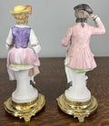 Figurines Vintage French Style Porcelain Pair on Brass Stand LOT 47553