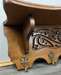 French Vintage Style Coat Rack Oak 6 Hooks Ornate Wall Shelf Coat LOT 47287