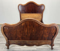 Bed Antique French Style Mahogany Double Bed Frame Carved Headboard LOT 47331