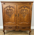 Cabinet Vintage French Louis XIV Oak Sideboard with Carved Cupboard LOT 62511