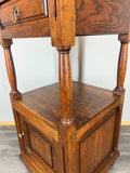 Bedside Table Antique French Oak with Marble Top Carved Cabinet LOT 43368